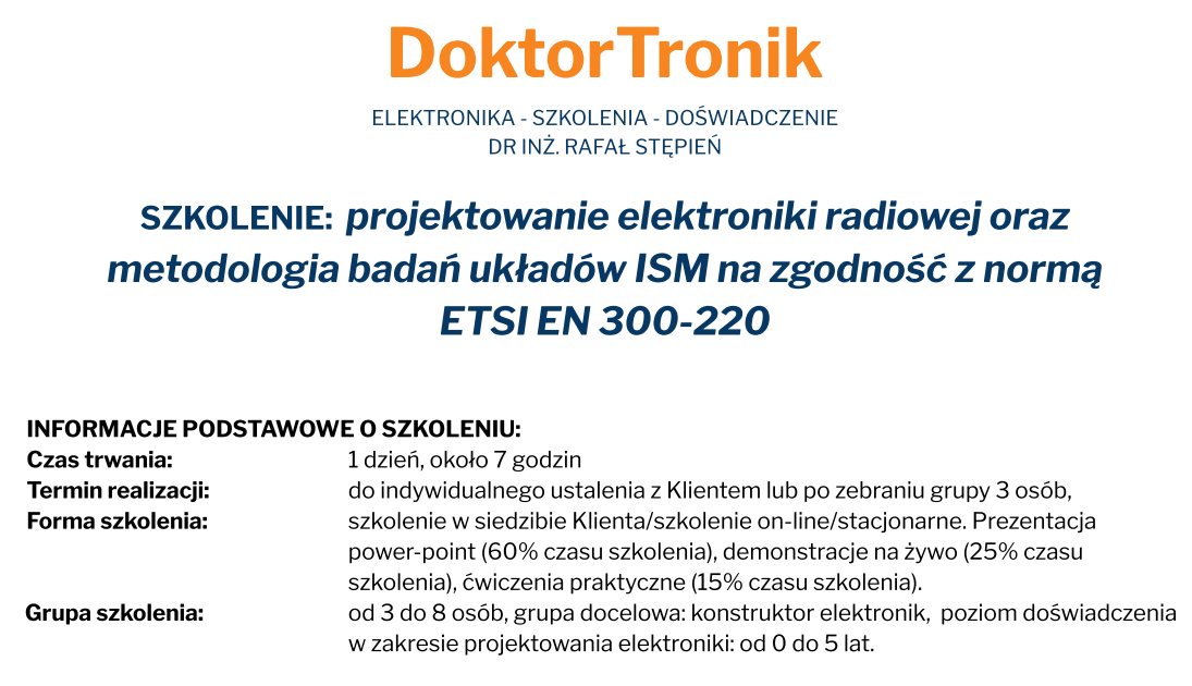 Szkolenie z projektowania i badań urządzeń radiowych na zgodność z ETSI EN 300 220 już wkrótce w ofercie!
